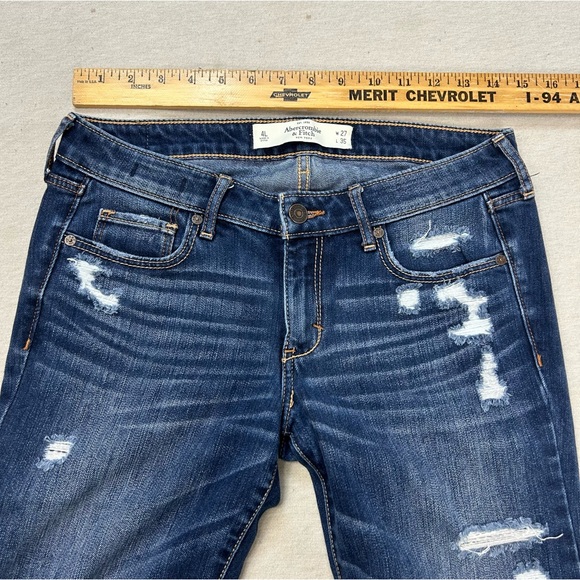 Abercrombie & Fitch Medium Wash Straight Leg Low Rise Jeans Size 4 LONG U - Picture 9 of 11